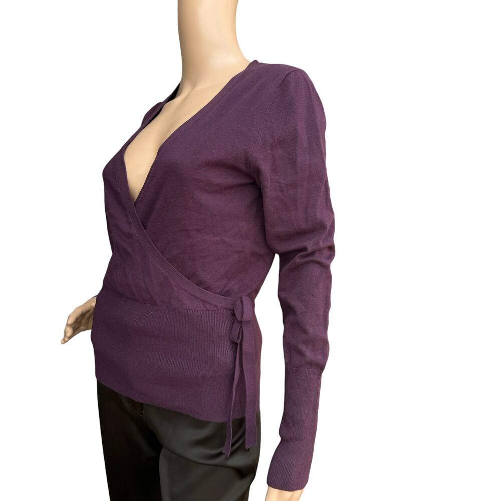 Maurices Silk Blend Wrap Sweater Size M Purple Surplice V-Neck Long Sleeve Top